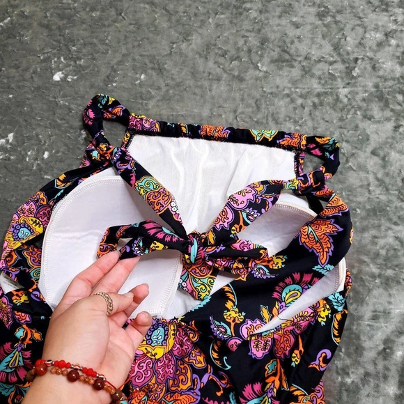 Clean Water Halter Vibrant Floral One-Piece Swimsuit - Picture 8 of 14